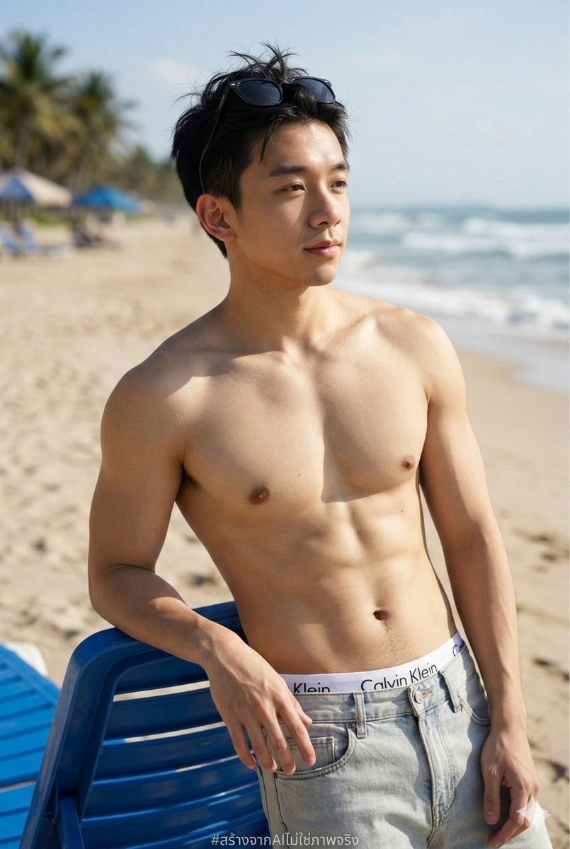 johannli1069's tweet photo. 把所有的煩惱都交給大海，現在的我只想安靜地曬曬太陽。☀️
#AIman #AIart #AI男子 #AI帥哥 #AsianBoy 
#ภาพนี้สร้างจากAlไม่ใช่คนจ��ิง https://t.co/RRZ2oCpkYI