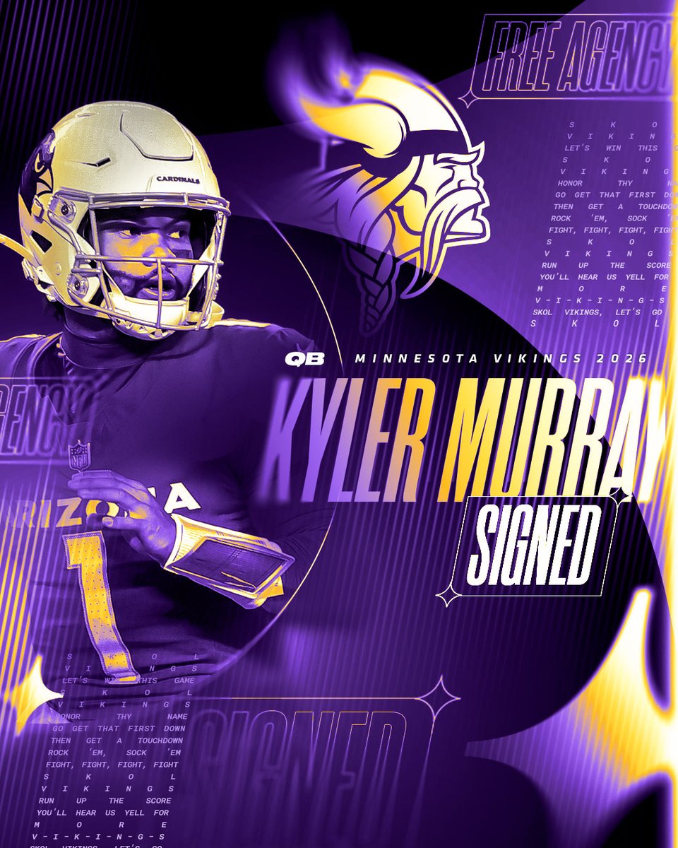 K1. 

The #Vikings have signed QB Kyler Murray. 

https://t.co/R9go5DkFY5 https://t.co/dOEjUz7nlM
