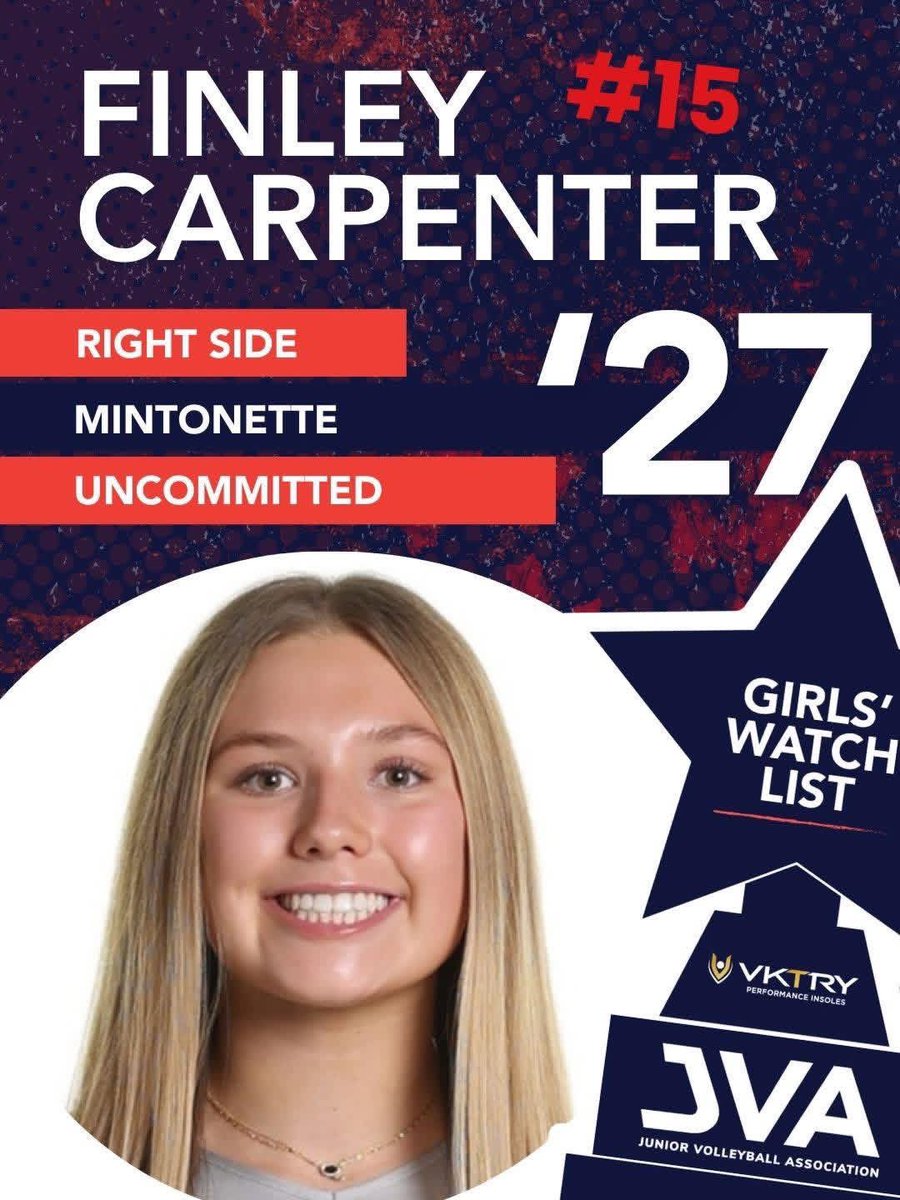 Congrats to Finley Carpenter (‘27) on being named to the JVA Girls Watch List!
Hard work in the gym paying off. Excited to watch what’s next. <a href="/PrepDig/">Prep Dig 🏐</a> <a href="/PrepDigOH/">Prep Dig Ohio</a> 
#LiveBrave #JVAWatchList