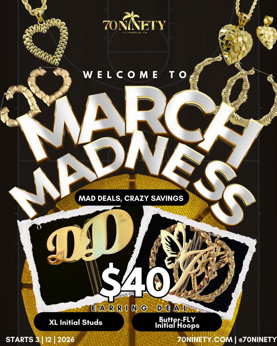 70Ninety's tweet photo. ✨🏀MARCH MADNESS IS BACK🏀✨

Sorry for the wait ladies but new deals are coming for the rest of the month of MARCH!

STARTING TODAY WITH A $40 EARRING DEAL!
2 of our best sellers and HOTTEST STYLES ARE MARKED DOWN UNTIL MARCH 31ST!

SHOP NOW: https://t.co/l7clpLd8fl 🤗 https://t.co/P6uVSo4b33