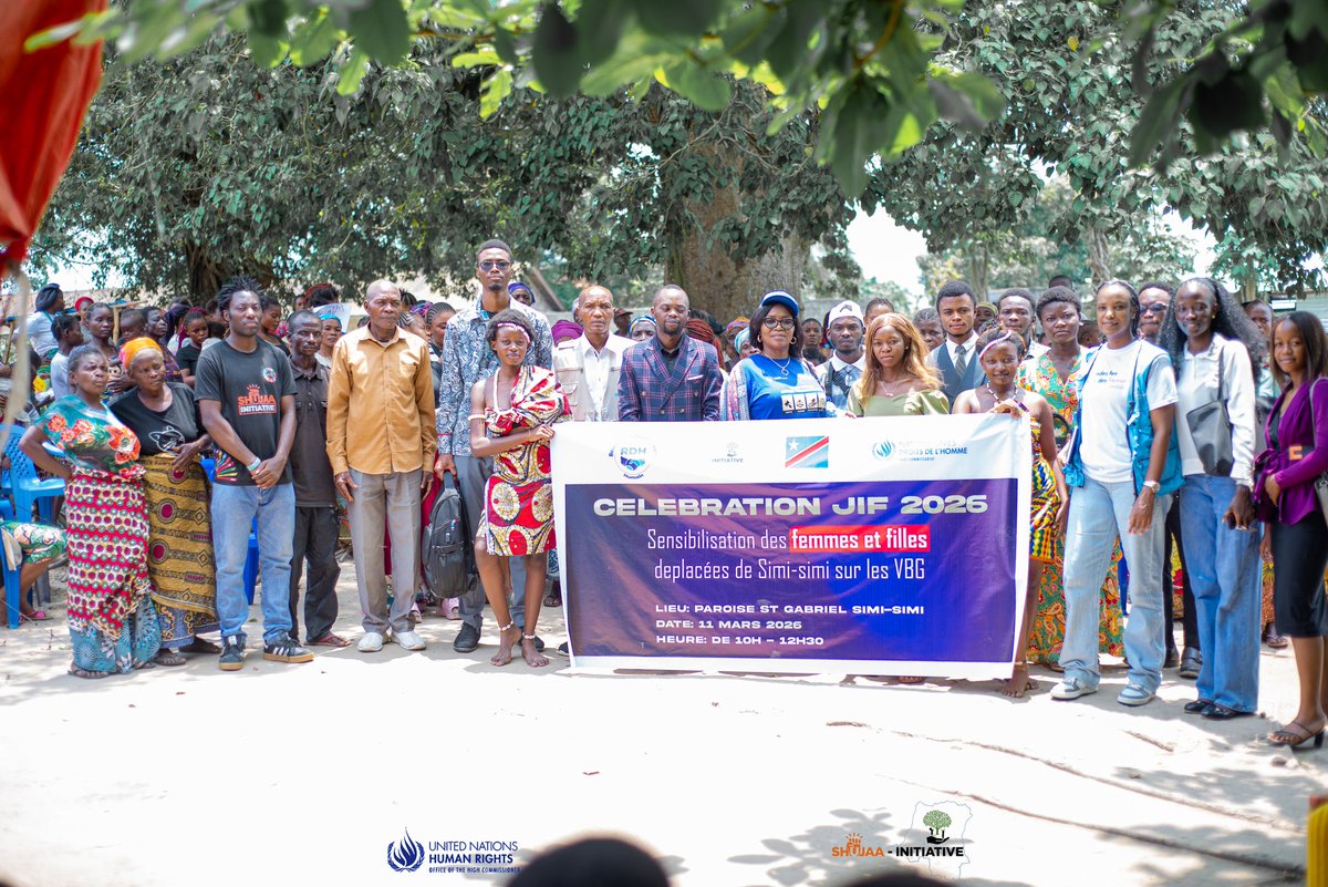 SHUJAAInitiati2's tweet photo. During Women's Month, in partnership with the @UNHumanRightsUA Office in the DRC, we met with displaced women from the Simi-Simi camp in Kisangani to discuss their rights, the fight against GBV, and their essential role in peace and social cohesion. #WomensRights #GBV #Peace https://t.co/FtRx9iowd8