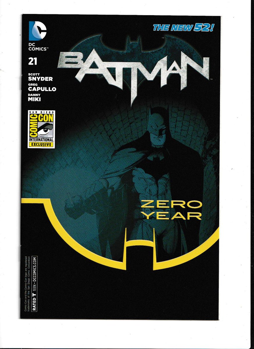 MakeMyComicRare's tweet image. #Batman #21 (2013) #SanDiegoComicCon Variant #GregCapullo Cover &amp;amp; Pencils, #ScottSnyder &amp;amp; #JamesTynionIV Story, 1st Appearance of #DukeThomas (Lark), #PhilipKane (First appearance) "Zero Year: Secret City, Part One" Witness The New 52 origin of The Dark Knight in BATMAN: ZERO