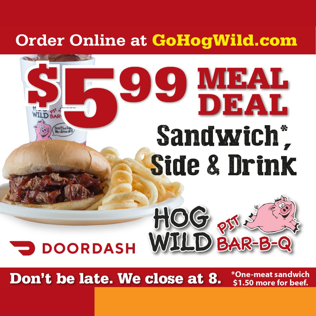 Big BBQ flavor. Easy choice. Grab the $5.99 meal deal with a 1-meat sandwich, your choice of side, and a drink. Feeling like brisket today? Upgrade to beef brisket for just $1.50 more. #wichitaks #wichita #topeka #omaha