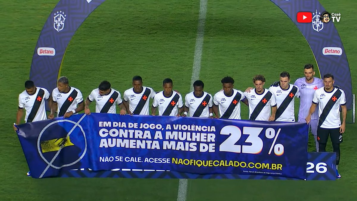 CazeTVOficial's tweet image. Fica o recado do Vasco: Não se cale! Acesse: naofiquecalado.com.br

#BrasileirãoNaCazéTV #Vasco #Palmeiras