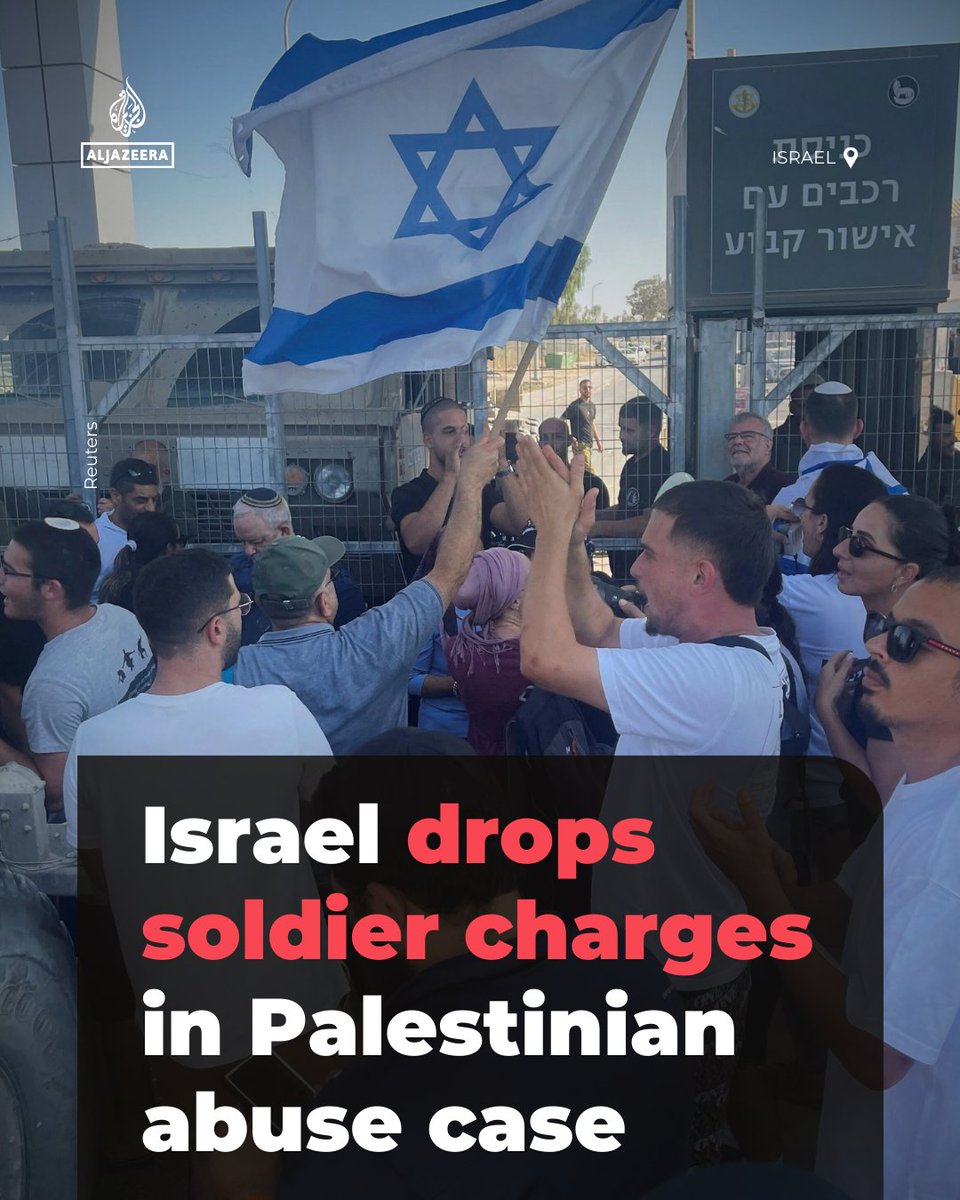 AJEnglish's tweet photo. Israel dropped charges against five soldiers accused of sexually abusing a Palestinian detainee at a military facility https://t.co/WRHmFqLgA2 https://t.co/s56zXNflHK