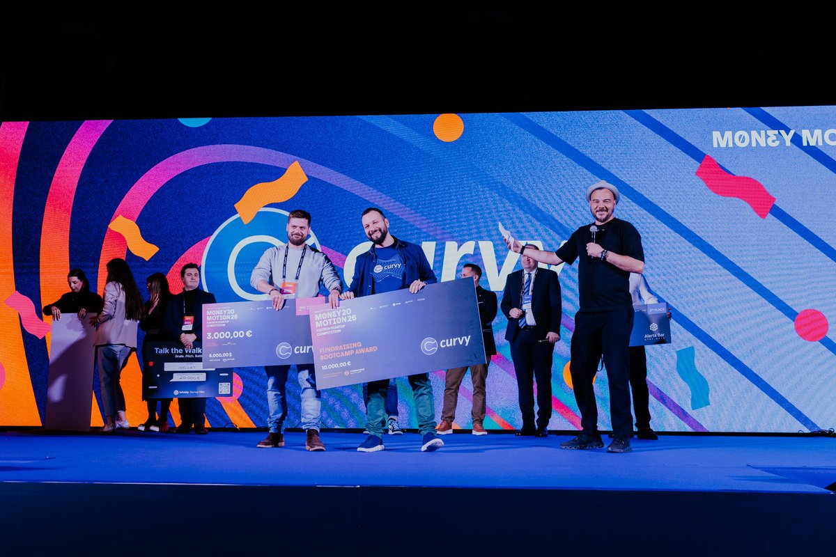 AtanasovskiP's tweet photo. Crypto is dead. Privacy is too risky (yes, we heard it all, many times). Long live privacy in crypto. 

@0xCurvy won the second place and the special award from @fundraisingBC at @MoneyMotionXYZ, the biggest fintech conference in CEE, where 300+ startups applied and 18 were selected to compete.

A year ago, no one wanted to touch regulated crypto privacy. It was considered too risky. We pushed forward anyway, doubling down on Curvy when the whole web3 space was on its knees and 2025 was beating us up.

A few months ago something shifted. As a friend from @FireblocksHQ put it in a single sentence - this space became a red ocean overnight. We were already there, building, shipping and iterating.

To the whole team, our families and friends, and everyone who contributed - thank you for every storm we walked through together. This moment belongs to all of us.

Crypto is the future of fintech. Regulated privacy is a must. We're in it. And we're just getting started.