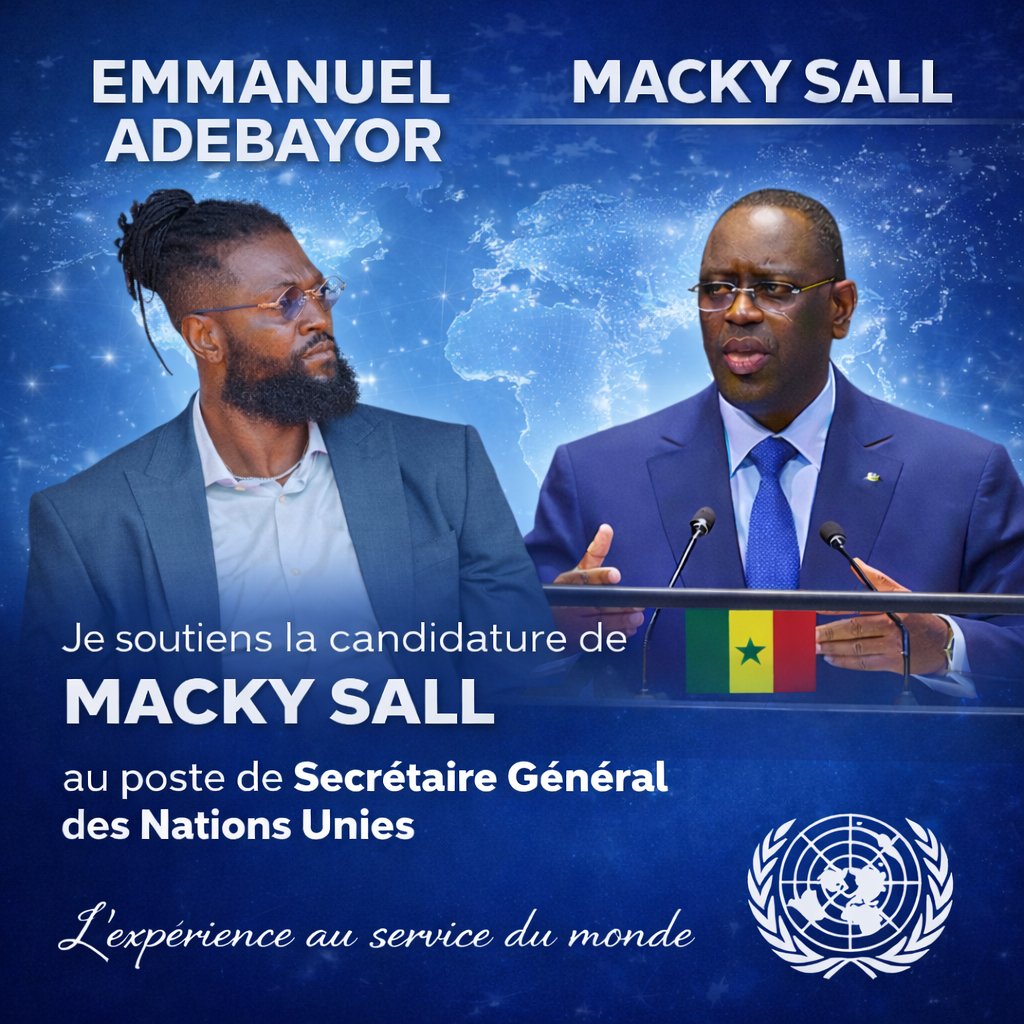 diadji68245's tweet photo. Les légendes du football africain saluent le leadership international du président @Macky_Sall et soutiennent son profil pour le poste de Secrétaire général des Nations Unies, mettant en avant la capacité de l’Afrique à produire des leaders de dimension mondiale. 🌍

Au suivant🤸 https://t.co/y7UDxjKbr9