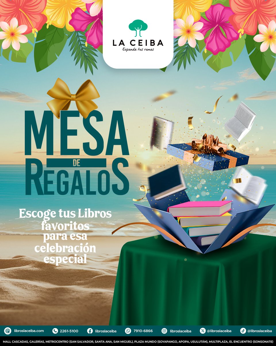 🎁📚 Mesa de Regalos en Libros La Ceiba: elige tus libros favoritos para bodas, cumpleaños o celebraciones y deja que tus invitados te regalen grandes historias. ✨
🌐 libroslaceiba.com | ebooks.libroslaceiba.com
📞 2261-5100 📲 wa.me/50379106866
📍 10 sucursales