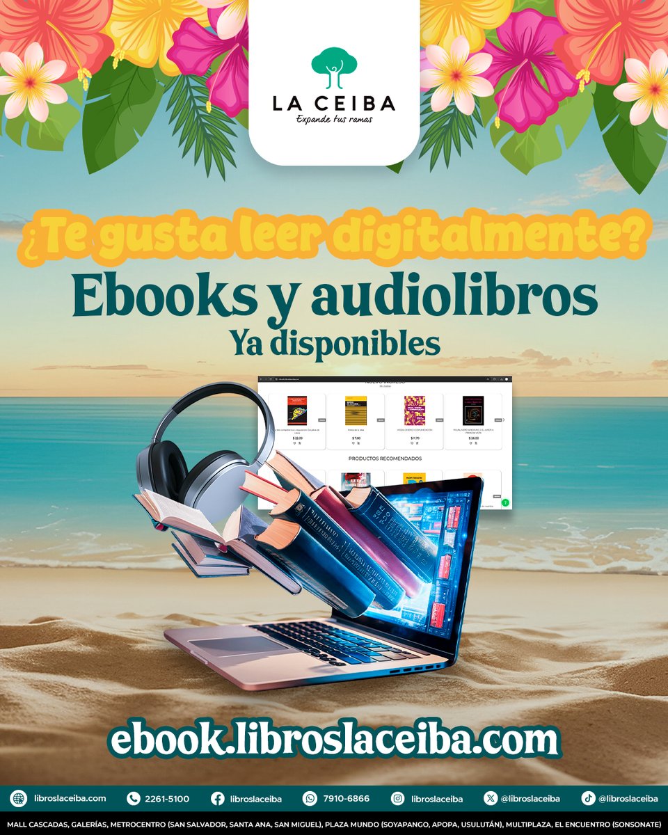 📚🎧 Tus libros favoritos también en digital. Explora +350,000 ebooks y audiolibros y lee o escucha cuando quieras. 📲
🌐 libroslaceiba.com | ebook.libroslaceiba.com
📞 2261-5100 📲 wa.me/50379106866
📍 Visítanos en nuestras 10 sucursales 📚✨