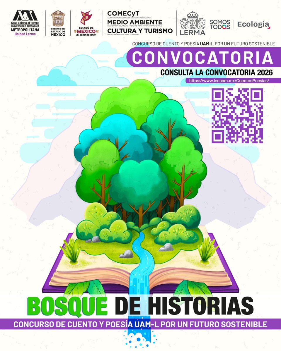 Si te gusta escribir, esta es tu oportunidad 🌿. Participa en “Bosque de historias: concurso de cuento y poesía UAM Lerma por un futuro sostenible” y demuestra tu talento creando historias que inviten a reflexionar sobre el cuidado del medio ambiente.

#LermaSomosTodos
#Evento
