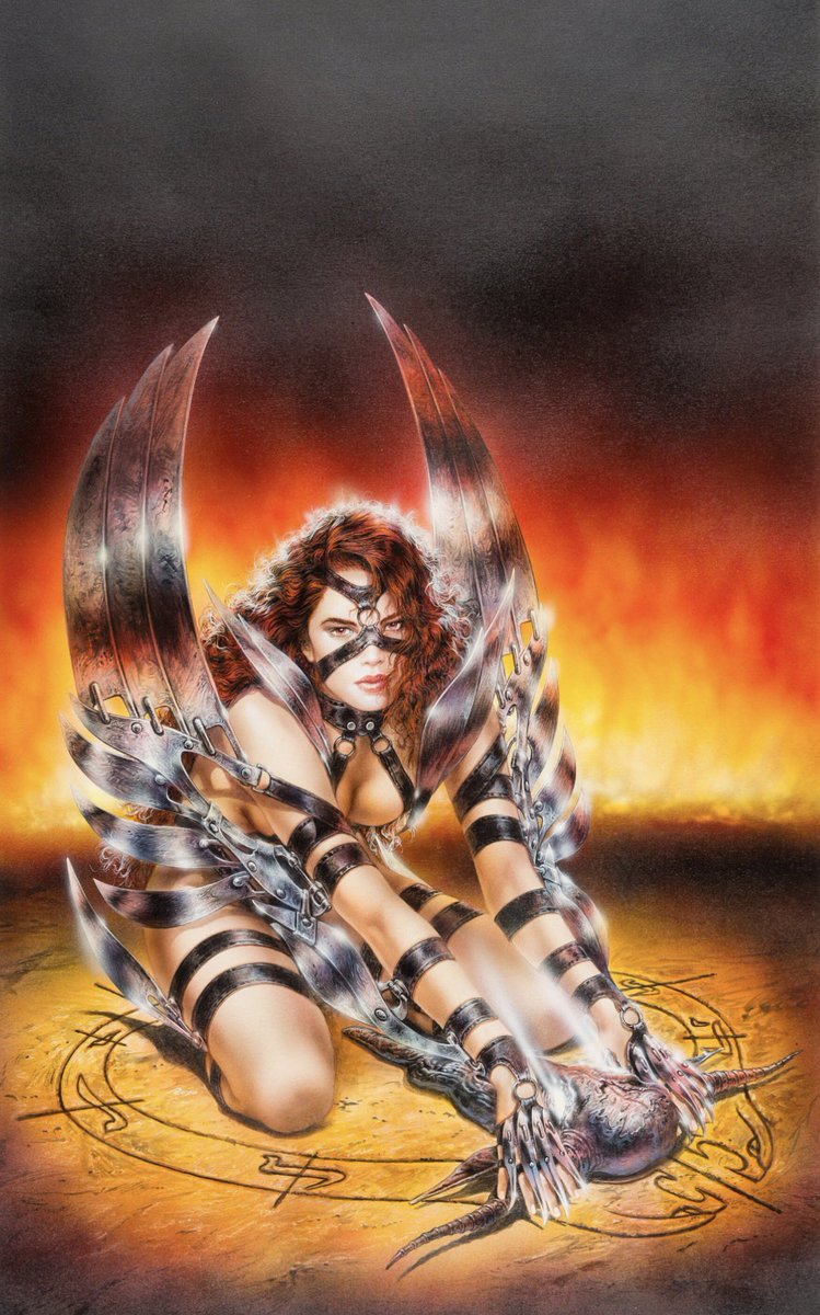 retroscifiart's tweet photo. Art by Spanish fantasy and scifi illustrator Luis Royo (born 1954) https://t.co/lmyxV0dGqa