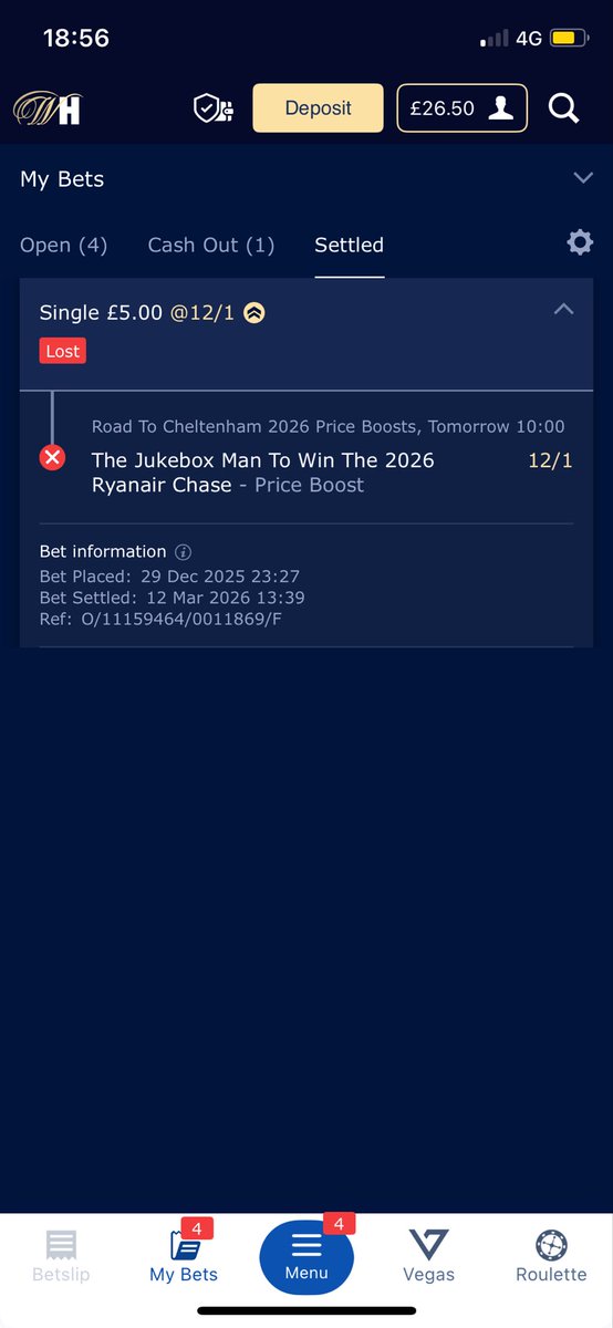 RossAlexander__'s tweet photo. @WilliamHill  how can a horse not be in a race and still lose without being void!? Don’t offer promotions months in advance or void non runners!? Sort this out please https://t.co/W4tYPA5Q86