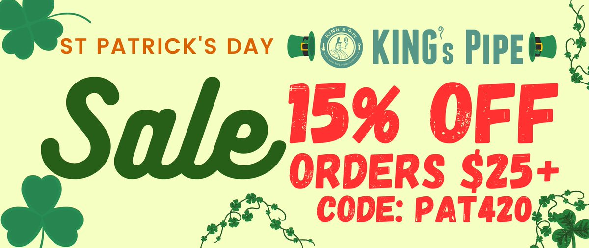 kings_pipe's tweet photo. 🍀 St. Patrick's Day Sale ☘️
15% OFF &amp; FREE SHIPPING 💚
https://t.co/sNvnn8kWDW https://t.co/ynoVN8GecN
