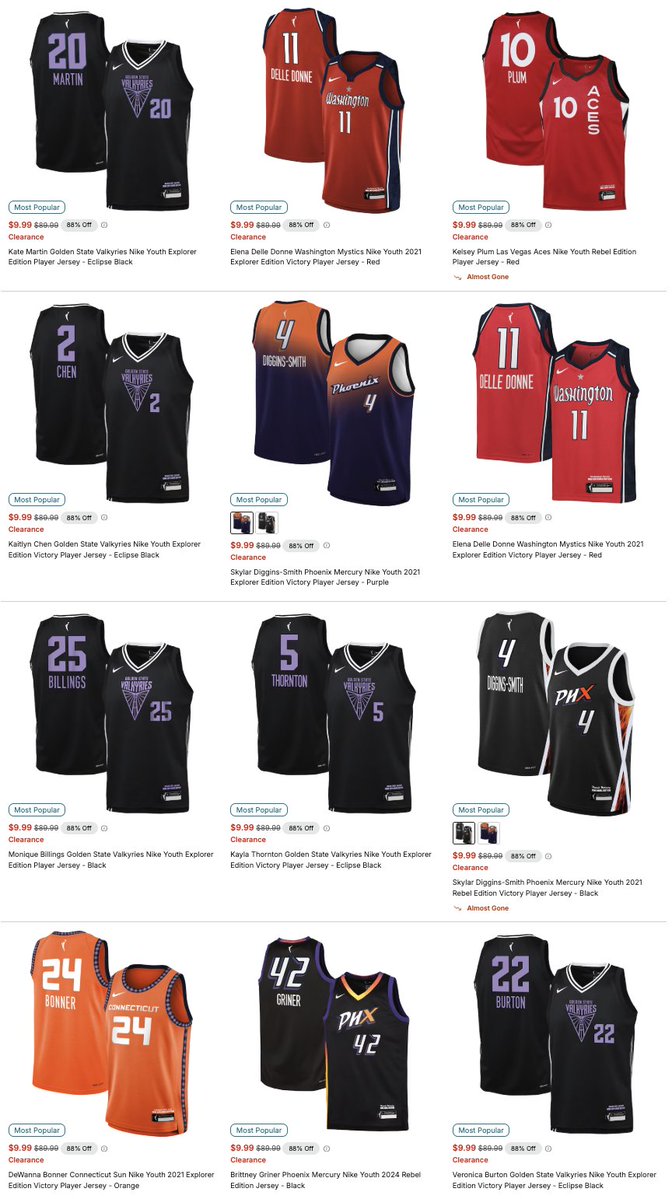 Wnba Sales Ad: Nike WNBA Jerseys on sale as low as $9.99 each SHOP => https://t.co ...
