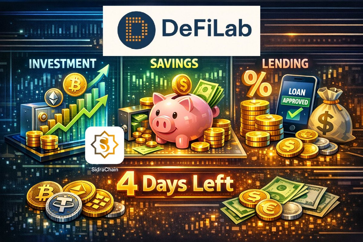 YeversonGomez's tweet photo. Only 4 days left until #DefiLab changes the game! ⏳

We’re democratizing finance with a Sharia-compliant #DeFi platform
✅ #Savings &amp; Lending
✅ Ethical Investing
✅ #Blockchain Transparency
✅ Low #Fees
LINK:
https://t.co/jIes983DF9

#SidraChain #SDA #Sidra $Pi #FinTech https://t.co/FWTW8kZiwE