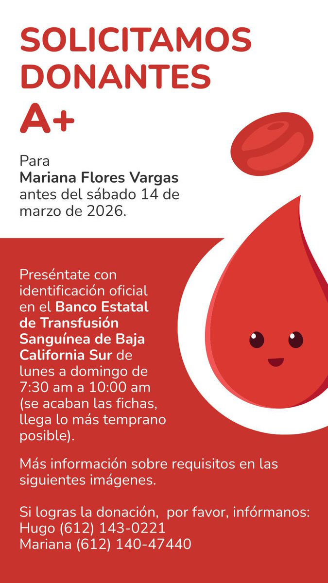srcrvr's tweet photo. Se solicita donación de sangre para La Paz BCS #BCS #LaPaz https://t.co/ADJQl3BYfO
