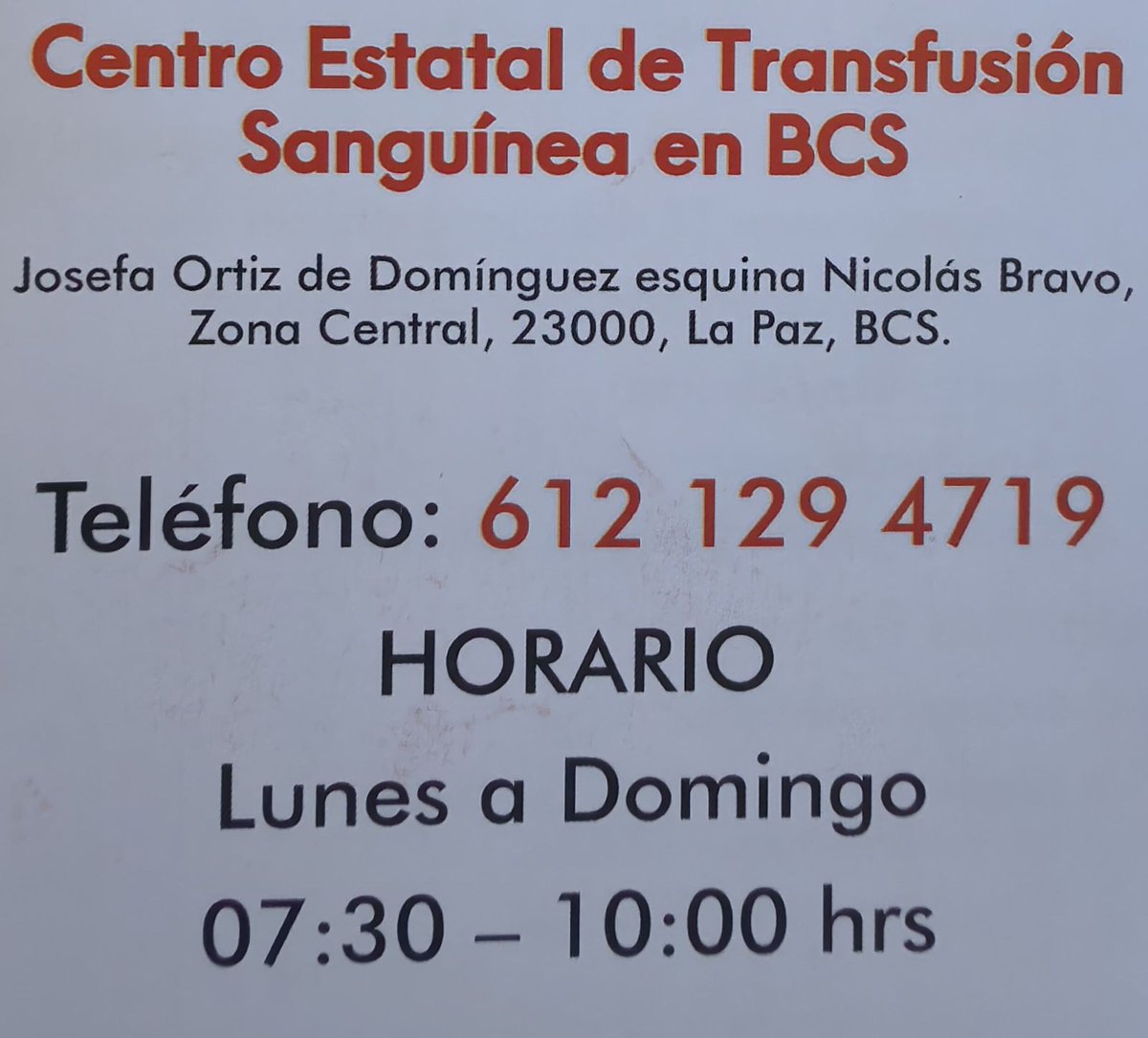 srcrvr's tweet photo. Se solicita donación de sangre para La Paz BCS #BCS #LaPaz https://t.co/ADJQl3BYfO