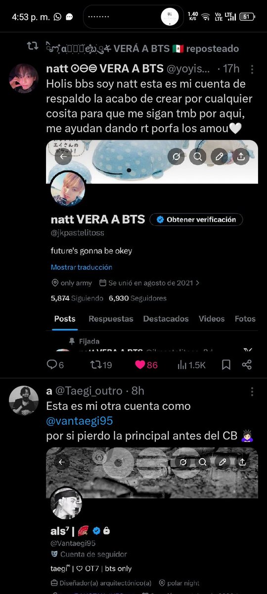 Ora, mi tl está lleno de esto me copio porque puede que el elon me silencie también a mi y ñoñoño😠