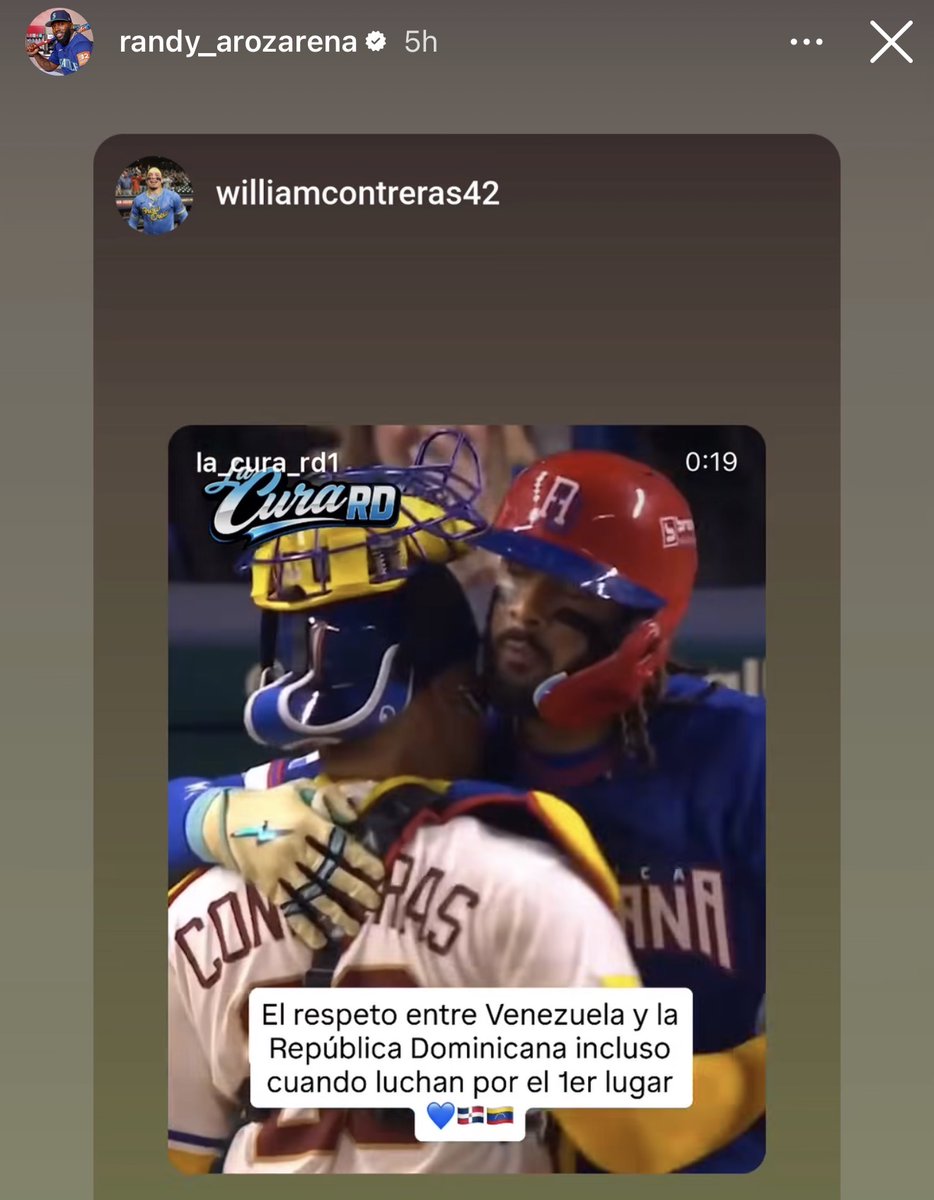 Randy Arozarena shared a post exemplifying how much the Venezuelan and Dominican players respect one another even when they're competing