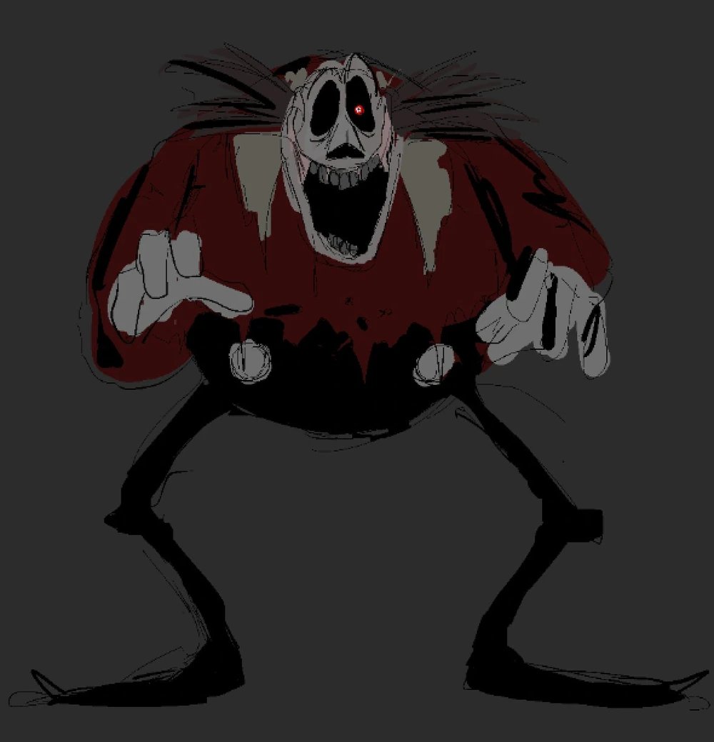 GEAR0SHIFT's tweet image. This image was made during the time when Sonic II Gaiden simply refer Parallel Port or Sonic CD Special. I know this was add for dramtic effects, but this do feature a more eariler design of bandado from 2021/2022 or so, as noted from his majin ahh nose and lack of mustache.