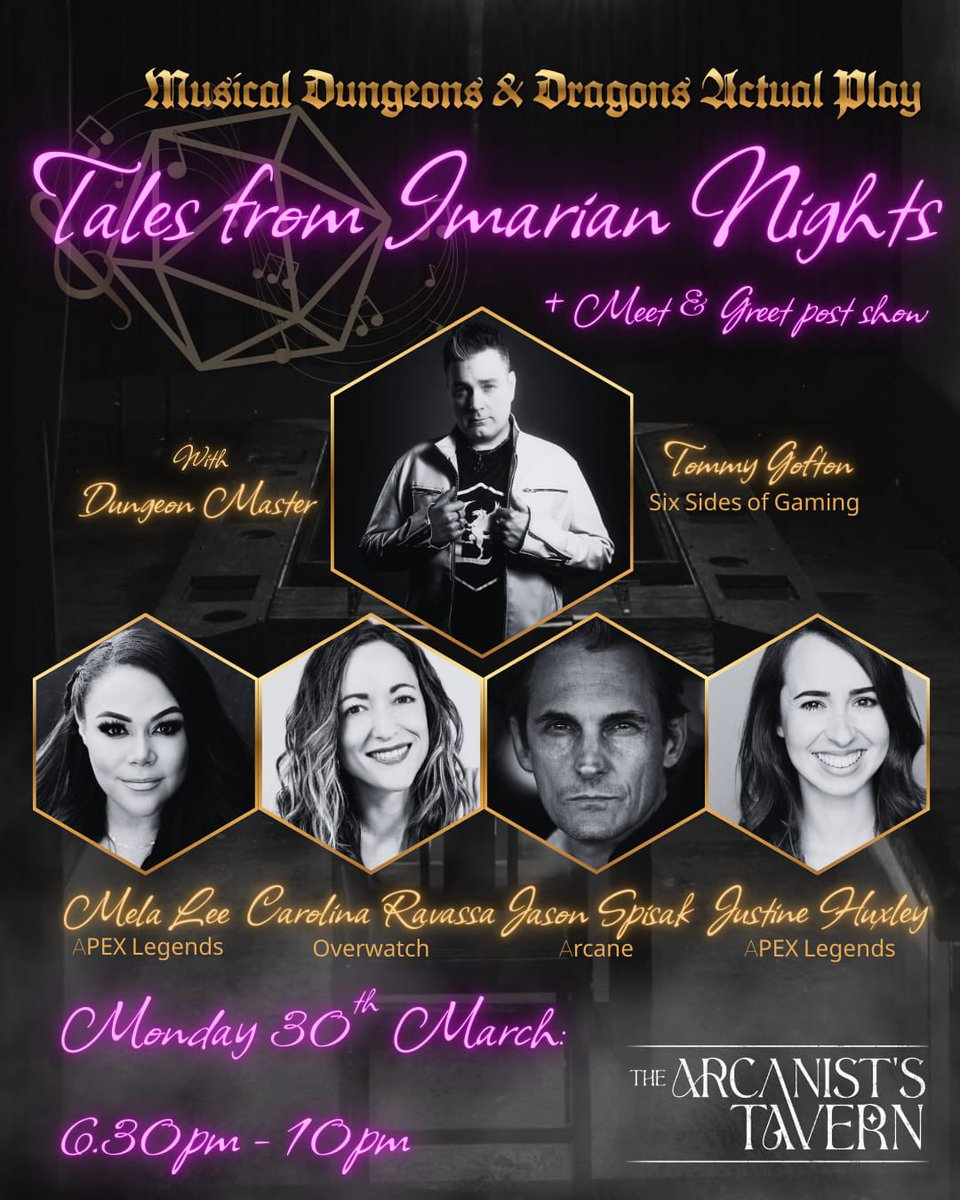 JustineHuxley's tweet photo. London, England! 🇬🇧 Mon., March 30 at 6:30pm we are performing a live musical D&amp;D show at The Arcanist’s Tavern! 🎲🐉 You can find tickets &amp; more info at 
https://t.co/z1ZrhC2hWh 

My first time ever performing in London! 🤗

@TheMelaLee @carolinaravassa @JasonSpisak @Lynnvander https://t.co/Fp1F10iiGC