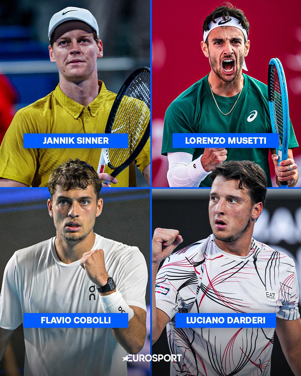 Eurosport_IT's tweet photo. ANDIAMO SEMPRE PIÙ SUUUUU 🏔️🇮🇹

Dal prossimo lunedì Luciano Darderi aggancerà Jannik Sinner, Lorenzo Musetti e Flavio Cobolli nella Top 20 del ranking ATP e, per la prima volta, l’Italia avrà quattro tennisti nei primi venti 🔝

Grazie alla sconfitta di Arthur Fils contro Alexander Zverev, Luciano è certo di entrare in questa speciale classifica 🤩

#Tennis #Sinner #Musetti #Cobolli #Darderi