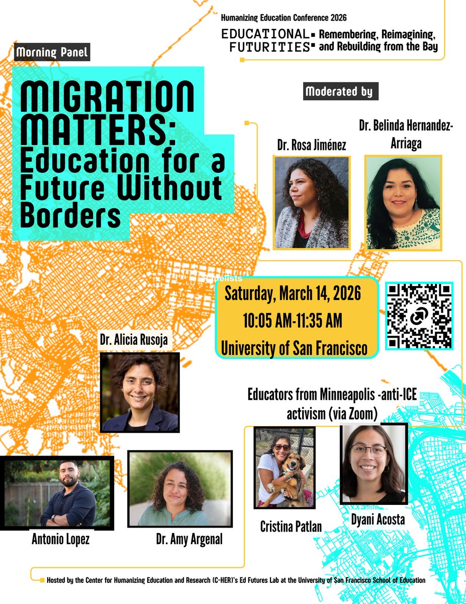 USFCA_SOE's tweet photo. Another session at C-HER’s 2026 conference: Migration Matters: Education for a Future Without Borders

Panelists will reflect on lessons from the past, discuss ongoing struggles for immigration resistance, rights, and dignity.

March 14 | 10:05–11:35 AM https://t.co/P5VLehLQac https://t.co/WjZXslCk5b