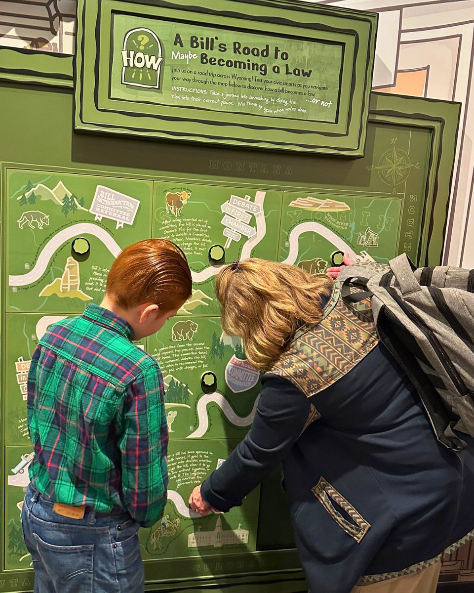 WYOEducation's tweet photo. The Civics Lab in the #Wyoming Capitol Extension is the perfect place for students in grades 5-8 to discover how government impacts them. It transforms democracy into a hands-on experiment and is aligned with #Wyoming state standards.
#WyDeptEd #CivicLearningWeek #CivicsAt250 https://t.co/b8bvnylfSr