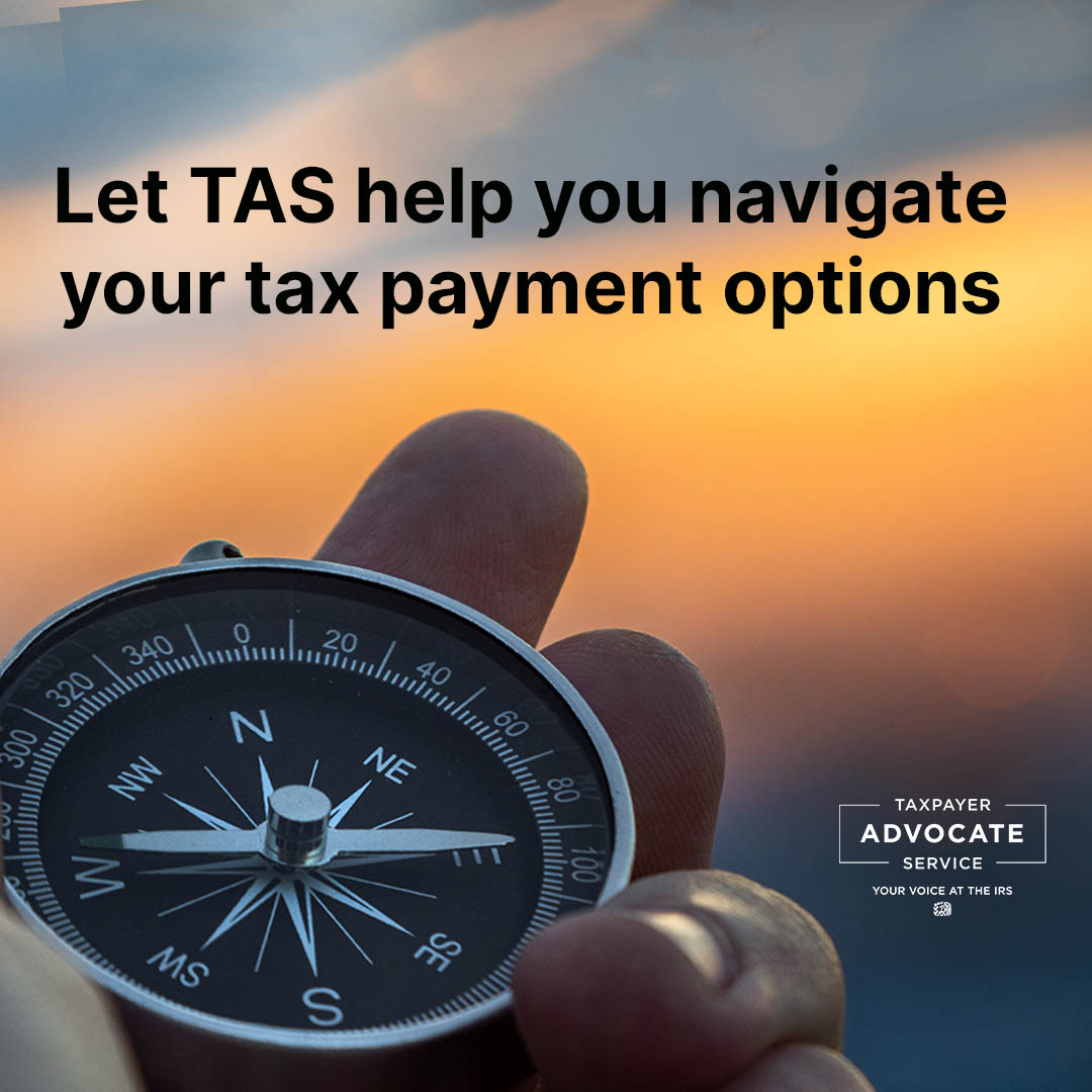 YourVoiceAtIRS's tweet photo. If you owe the #IRS and want to explore your payment options, #TAS has a #TaxTip to help you navigate the best payment option for you. https://t.co/XsokMZXqfm https://t.co/SC9ljDaadF