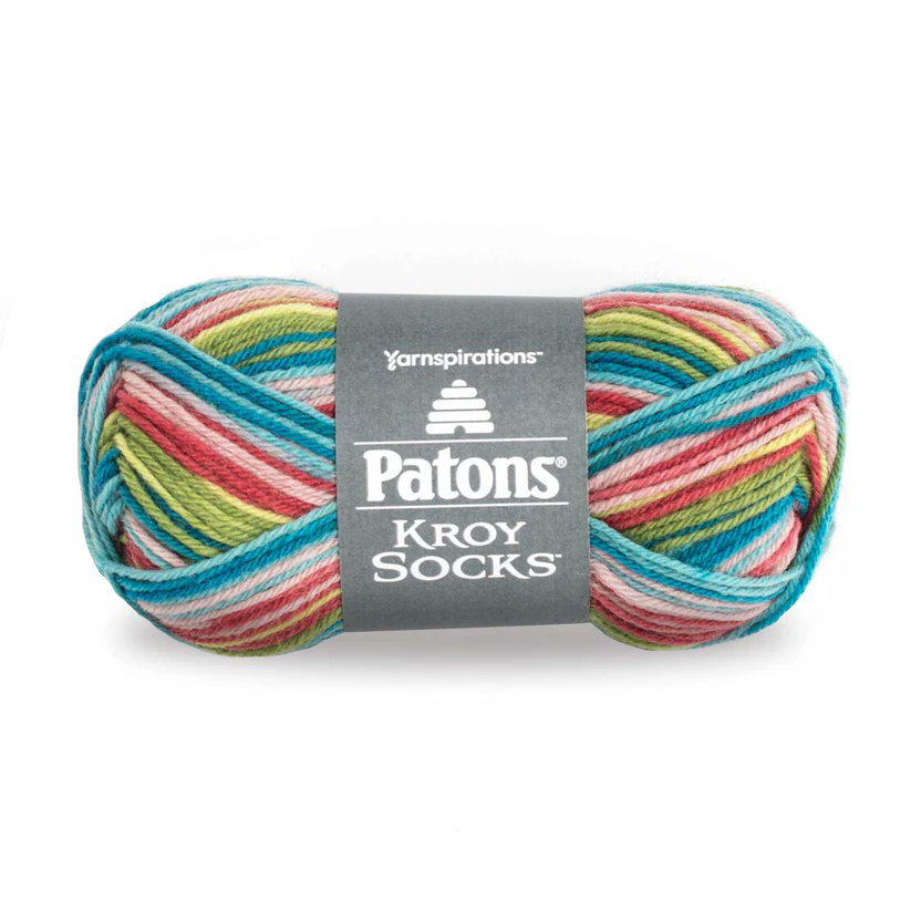 ecojoyknits's tweet image. Patons ‘Kroy Sock Yarn’ , 50 grams, 75% wool/25% Nylon, featured is Meadow Stripes, on sale for $5.99 (50 grams for a pair of shortie socks, 100 grams for a pair of women’s socks and 150 grams for men’s or long socks) #woolyarn #sockknitting #yarnsale 
yarnspirations.com/products/paton…