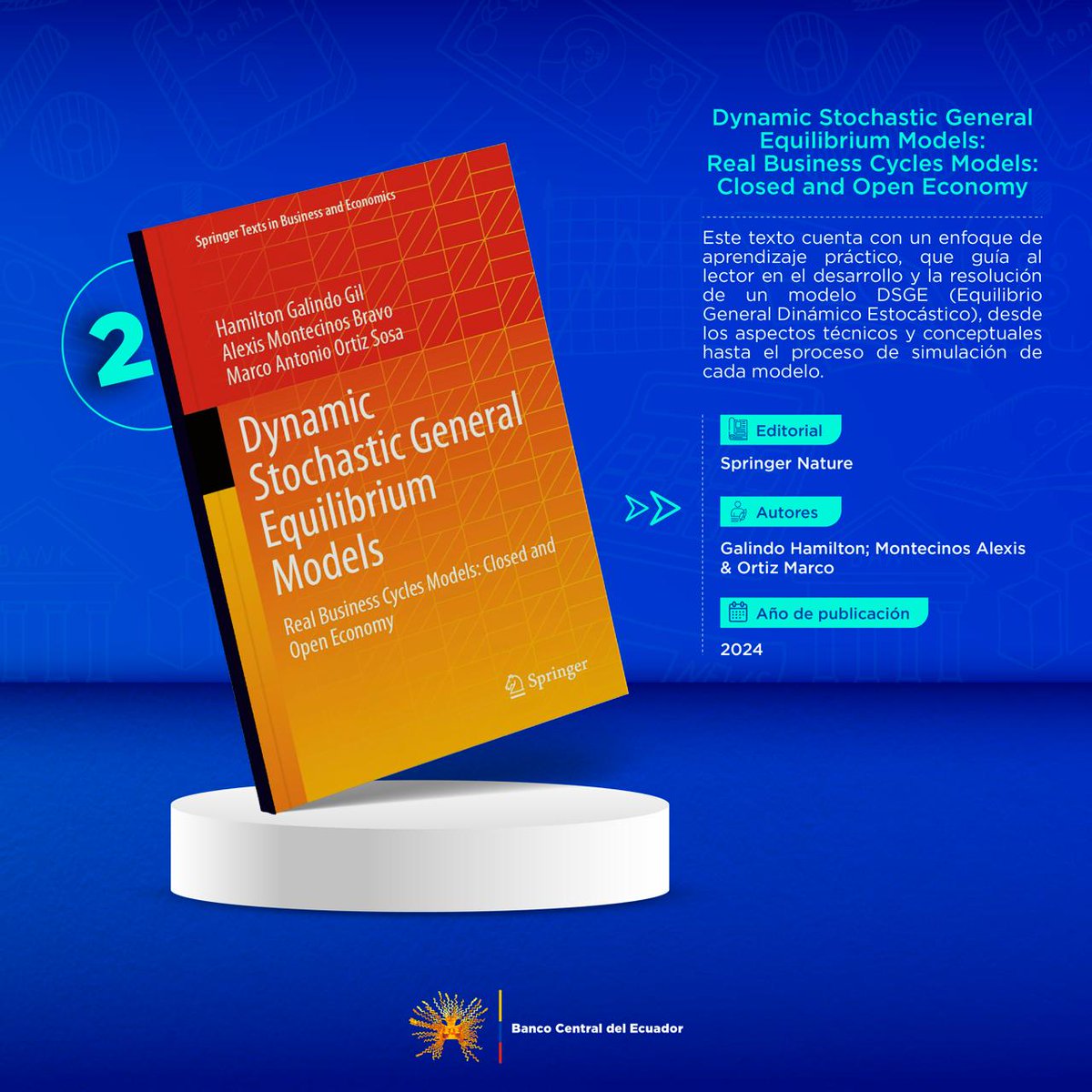 BancoCentral_Ec's tweet image. 🏆#TOP3 | Conoce los 3 libros más solicitados en la Biblioteca Económica del #BCE durante febrero de 2026.

1️⃣ Fintech: A Revolution or a Transitory Hype?
2️⃣ Dynamic Stochastic General Equilibrium Models
3️⃣ The Analysis of Time Series: An Introduction with R

📚Solicita estos y