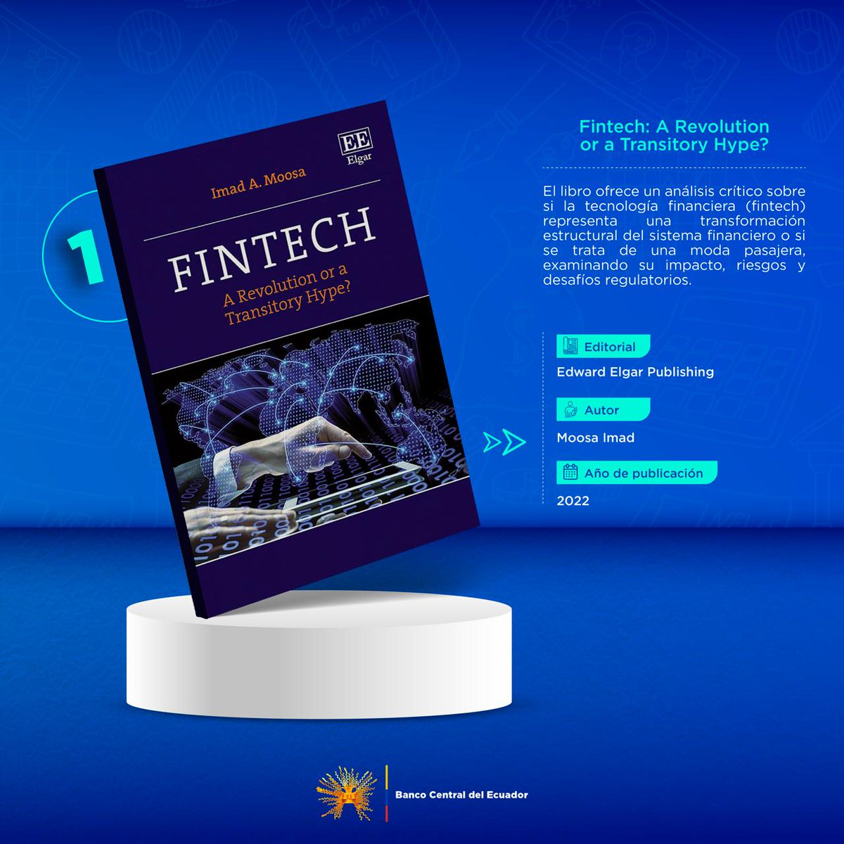 BancoCentral_Ec's tweet image. 🏆#TOP3 | Conoce los 3 libros más solicitados en la Biblioteca Económica del #BCE durante febrero de 2026.

1️⃣ Fintech: A Revolution or a Transitory Hype?
2️⃣ Dynamic Stochastic General Equilibrium Models
3️⃣ The Analysis of Time Series: An Introduction with R

📚Solicita estos y