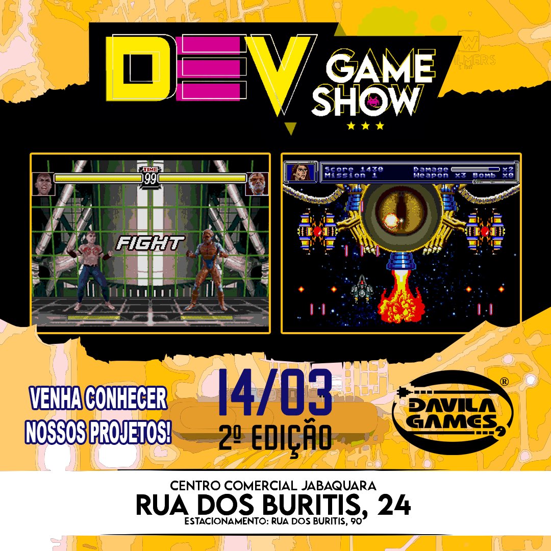 TrueGalacticM's tweet photo. Come check out our Mega Drive games next weekend, on March 14, at Dev Game Show 2.0 in São Paulo, Brazil!

We will be with DAVILA GAMES presenting TRUE GALACTIC MISSION and LUNATIC FIGHTERS.

#TrueGalacticMission #LunaticFighters #DavilaGames #DevGameShow #MegaDrive #GameDev https://t.co/WEmRmoDTMT