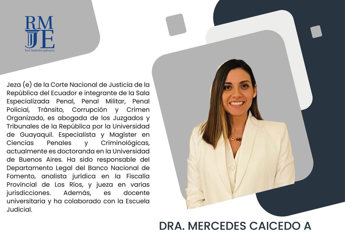 ⚖️ Nuestra misión es fortalecer los pilares de la justicia, promover el intercambio de conocimientos y fomentar la innovación legal para responder a los desafíos actuales. Apoyamos la gestión de nuestra jurista PhD
<a href="/mechascaicedo/">Mercedes Caicedo A</a> Presidenta de la Sala Penal <a href="/CorteNacional/">Corte Nacional de Justicia</a> ⬇️