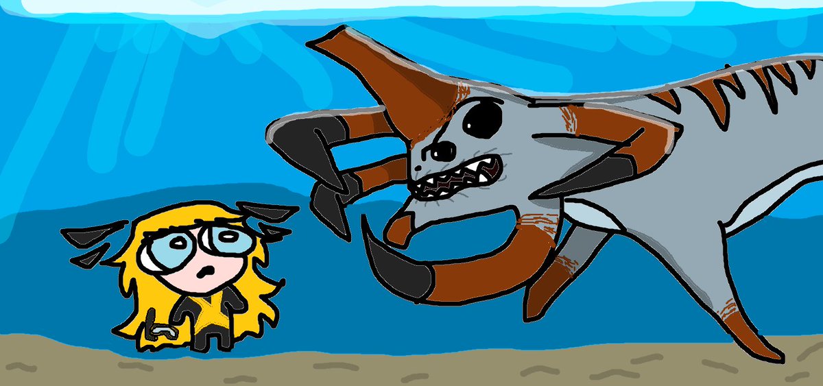 bloodysoulsword's tweet photo. magik if she was in subnautica 

(this is shit cuz i drew it on ms paint) https://t.co/K5YGTOFxpX