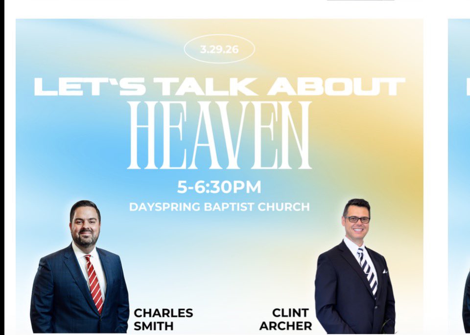 ClintArcher's tweet photo. March 29, 5pm, hosted by Dayspring Baptist. https://t.co/vsko9twY70