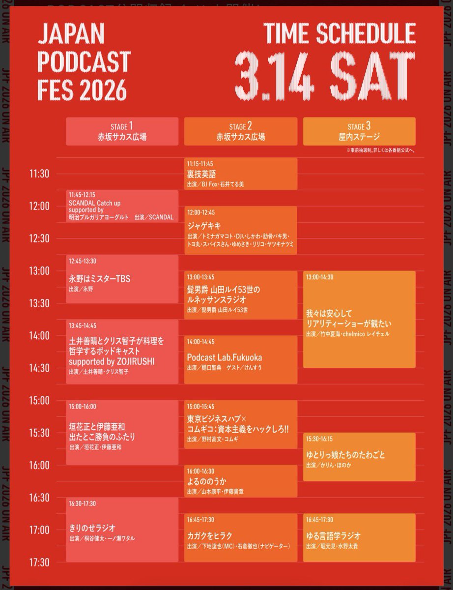 ポッドキャスト祭りはあす14日夕方です

#カガクをヒラク の公開収録です。

参加無料。よければ、赤坂サカス広場に遊びに来てください🙏