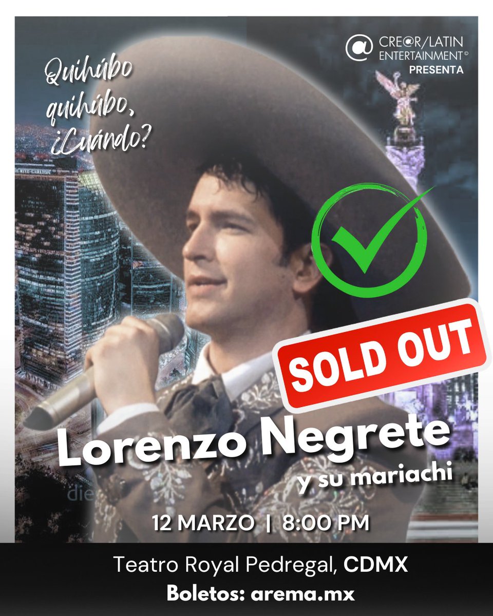 🇲🇽🤠🙏 ¡Gracias CDMX!
✅ SOLD OUT en Teatro Royal Pedregal
🎵 ¡Nos vemos muy pronto de nuevo!
🇲🇽 #YoSoyMexicano, #SiSeñor!

#VivaMexico #MexicoLindoyQuerido #CDMX #CiudadDeMexico #JorgeNegrete #PedroInfante #JavierSolis #JoseAlfredoJimenez #Mariachi #MusicaRanchera