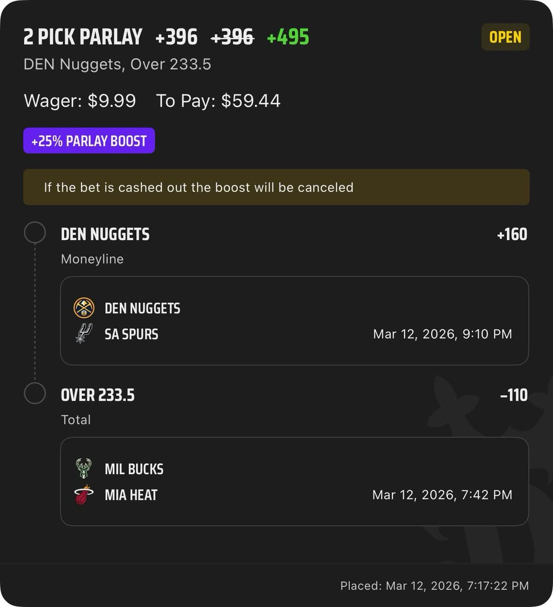 GhostEVplays's tweet photo. 🏀 DraftKings NBA Boost

🏀 +495 (FV +409.26)
+EV: 16.86%
Playing: 0.06 Unit Max

#draftkings #sports #nba #basketball https://t.co/x3Ka9gwxpH