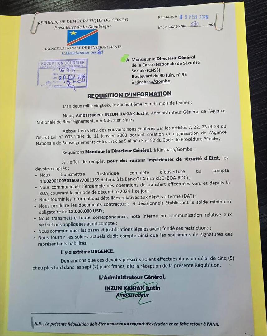 🔴🔴 URGENT : Scandale de détournement à grande échelle à la CNSS. 
Le DG Charles Mudiay Kazadi interdit de voyager à l’aéroport de Ndjili pour détournement de 45 millions de dollars destinés au payement des retraités de la MIBA, 5 millions $ détournés sur l’achat de l'avion de
