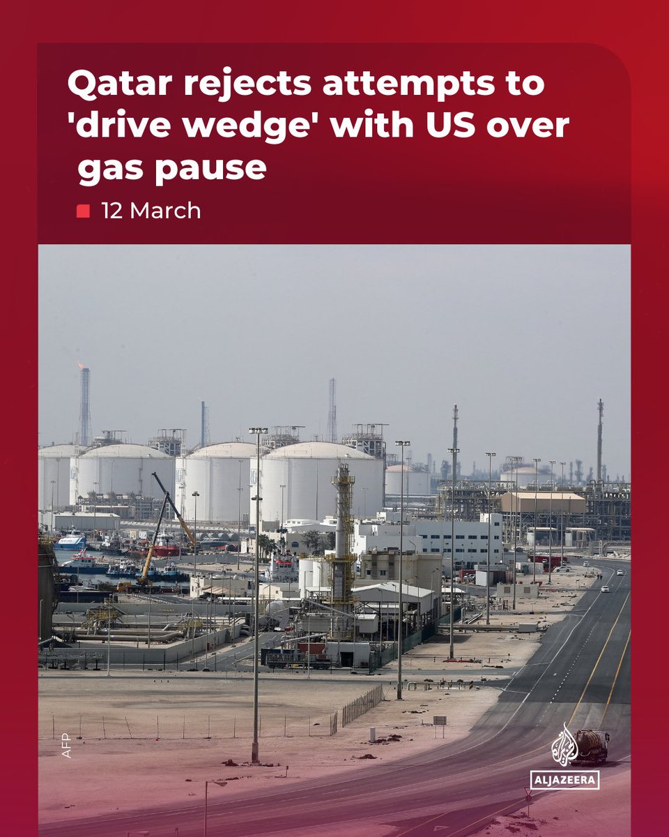 AJENews's tweet photo. Qatar has rejected claims that its decision to pause gas production was politically motivated. https://t.co/OEf1FVcPrw