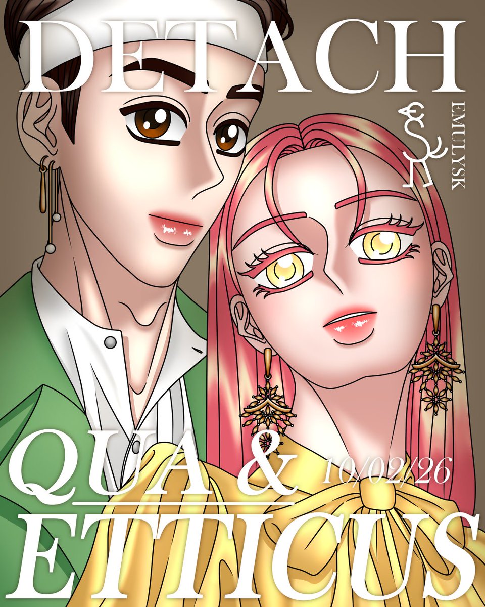 EmulySK's tweet photo. Detach (Qua + Etticus) 💖🌀✨

My first webcomic coming to you on October 2nd, 2026. (6/10)
@webtoonofficial @webtooncanvas

#Detach #DetachQua #DetachEtticus #Qua #Etticus #Characters #OriginalCharacters #Webcomic #Comic #WebtoonComic #Webtoon #EmulySK https://t.co/TpriRoPDSI