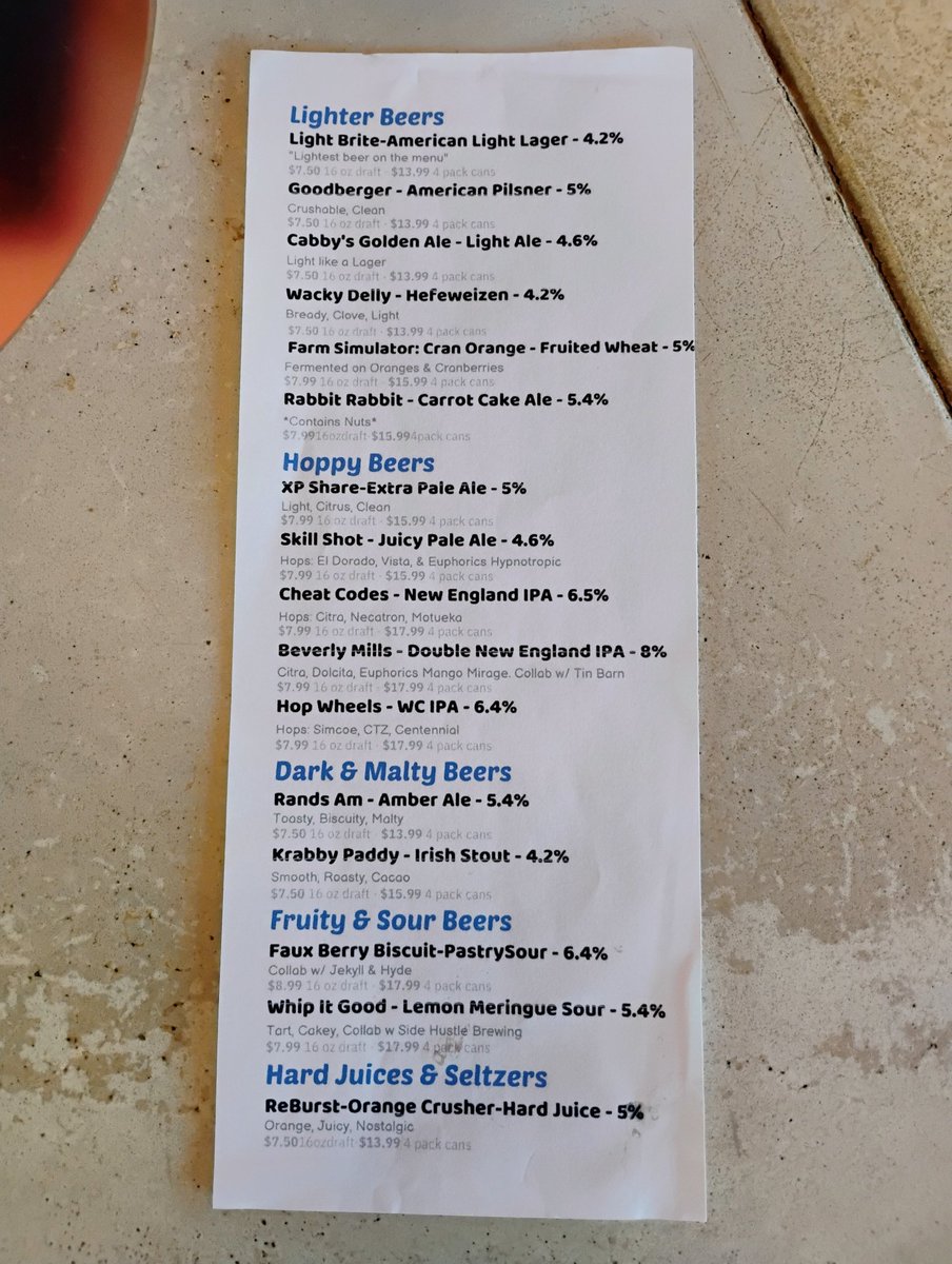 BeerSnobSean's tweet photo. 1st visit to Replay Brewing in Fort Mill, South Carolina USA. A pour of, get this, "Rabbit Rabbit" 5.4% Carrot Cake Ale. It was quite on-point! Video/gaming theme taproom #videogame #scbeer #beer #bier @MikeSlomba @DrGoodBeer @NoBeerNoLife_SJ $8.89 for beer & sticker. https://t.co/AFchMWX5UM