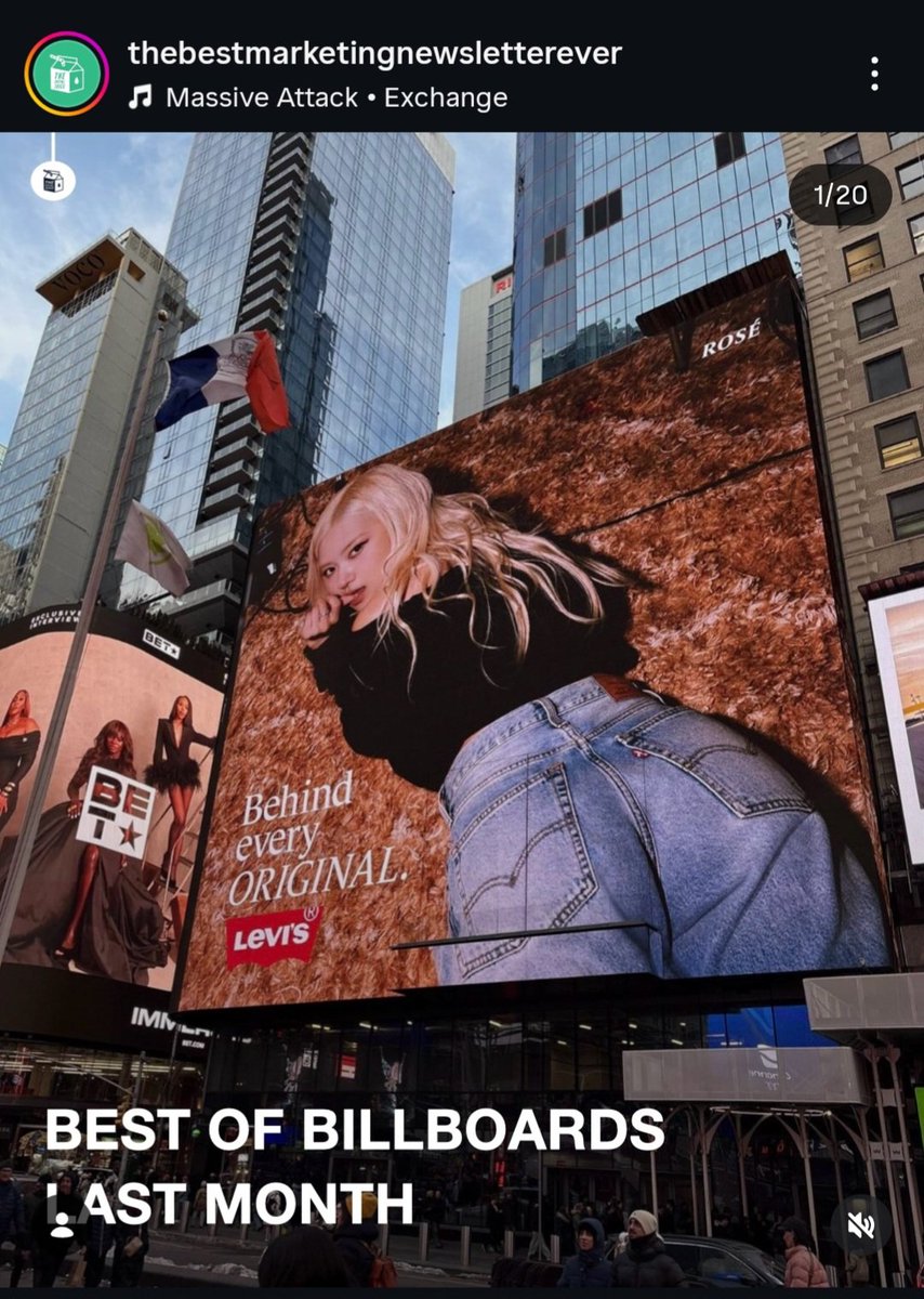 thebestmarketingnewsletterever updated IG.

The best billboard of February, brought to you by peak awards season and the celebrities you love... 

Link in comment, engage 🔥🔥🔥

#ROSÉxLevis #ROSÉ  #로제   
<a href="/LEVIS/">Levi's®</a>    <a href="/numberoneHQ/">numberoneHQ</a>