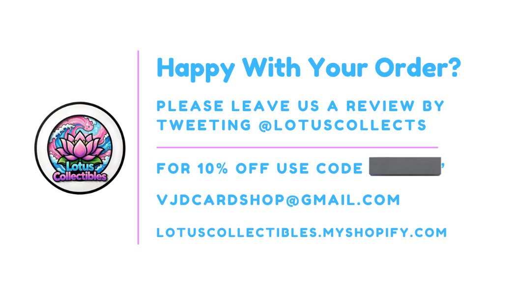 first 20 orders will receive this card in their shipment.... 10% off their NEXT order! 🫶🏽

and ALL orders will come with a small surprises ranging from stickers, to pokemon pins 💕