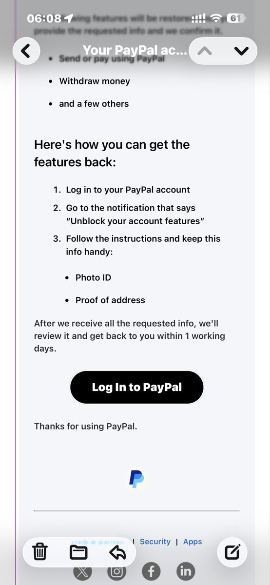 FintecFail's tweet image. Only 2 possibilities @PayPal. Identity theft OR someone shares my name. YOUR systems should determine which BEFORE contacting me. Dumping that uncertainty on a customer isn’t security. It’s negligence. @FCA_News #FintechFail