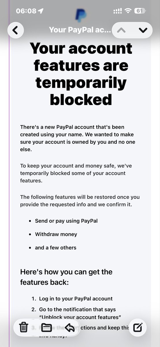 FintecFail's tweet image. Only 2 possibilities @PayPal. Identity theft OR someone shares my name. YOUR systems should determine which BEFORE contacting me. Dumping that uncertainty on a customer isn’t security. It’s negligence. @FCA_News #FintechFail