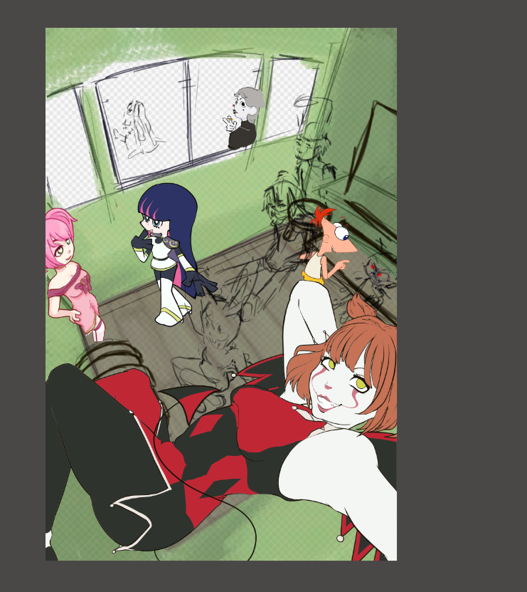 boobclown's tweet photo. auagh i messed up kyus lower half and need to fix it bad its bothering me so much but anime girl pennywise stocking and phineas have arrived https://t.co/pTPOvRQXzf