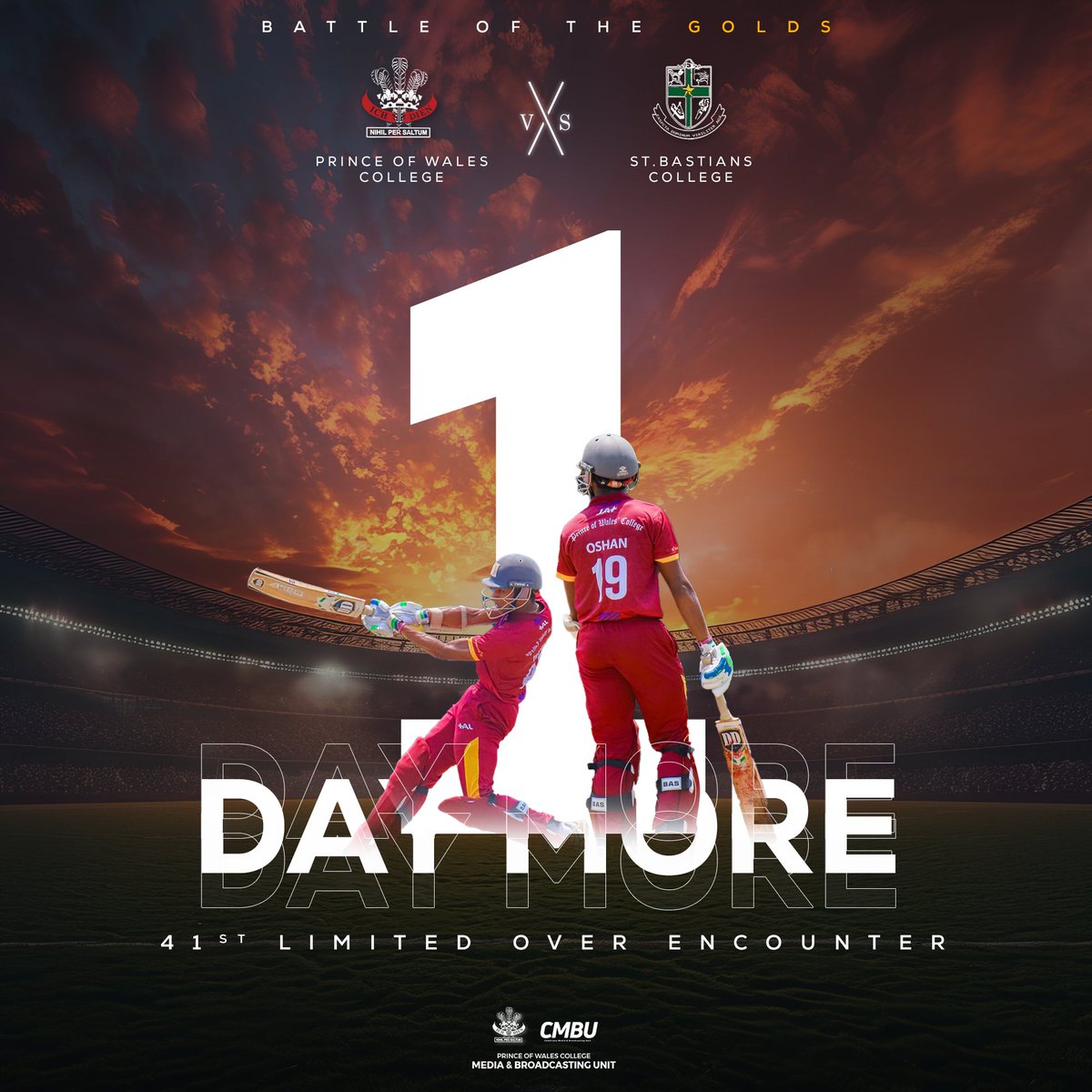CMBULive's tweet photo. Just 1 day to go for the 41st Limited Over Encounter! Cambrians take on the Bastians tomorrow in a thrilling battle where every run and wicket will count. The wait is almost over.

#CMBU #BattleOfTheGolds #WalesCricket #PWC https://t.co/8fvdpwWbag