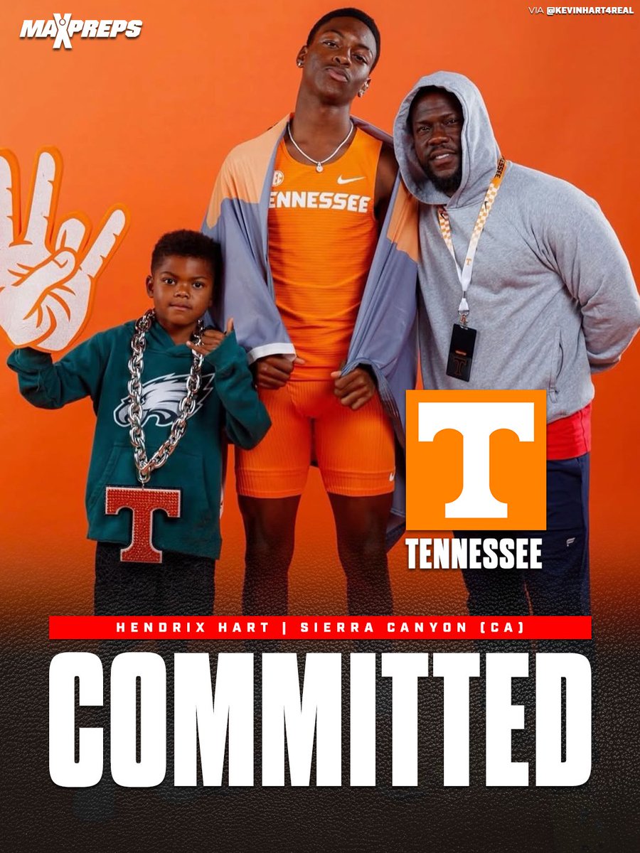 Kevin Hart's son, Hendrix Hart, is heading to Knoxville. The Sierra Canyon (CA) sprinter officially committed to compete on the Vols' track and field team. 🟠👊🏾

( via <a href="/KevinHart4real/">Kevin Hart</a> )